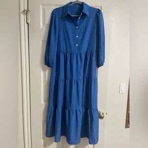 Royal Blue Tiered Midi Dress